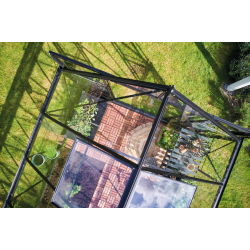 HALLS szklarnia ogrodowa ICON 6 (6,1 m2; 1,93 x 3,17 m) czarna, szkło hartowane + baza